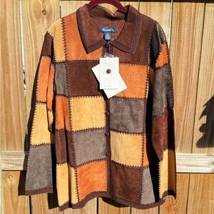 Denim&Co Men's Patchwork Shirt Jacket - Brown, Tan, Orange